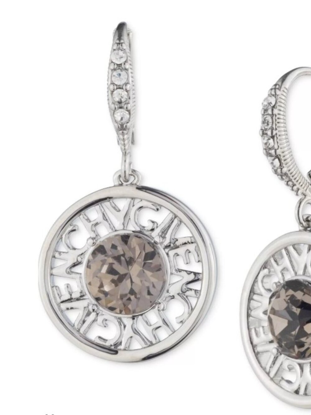 Givenchy Crystal Logo-Frame Coin Drop Earrings